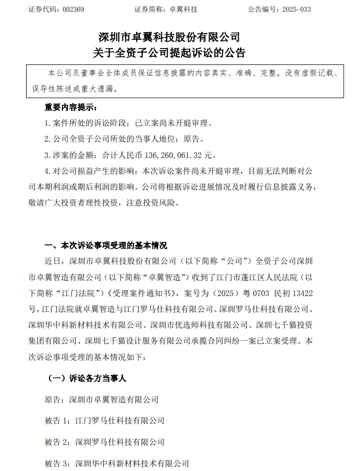 罗马仕被起诉追讨1.36亿元
